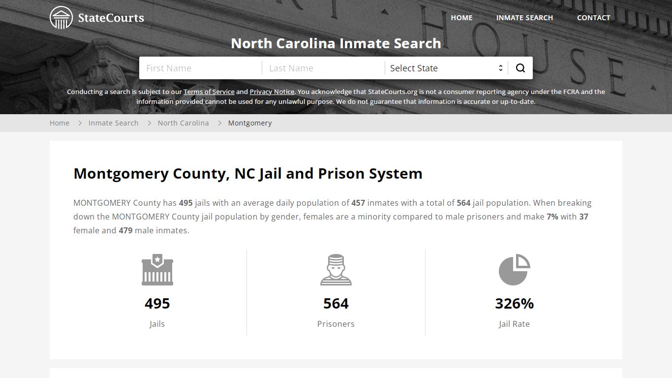 Montgomery County, NC Inmate Search - StateCourts