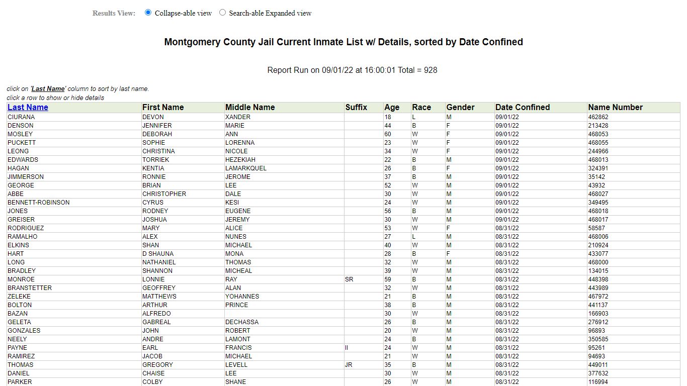 Jail Roster - Montgomery County, Texas